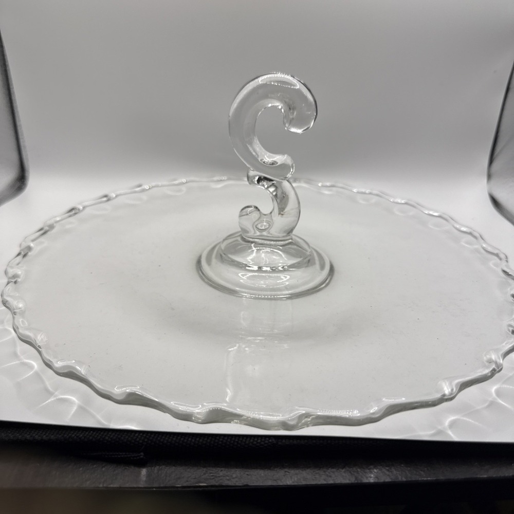 Sale Vintage Fostoria Clear Glass H'ors D'oeuvre Serving Platter With Handle